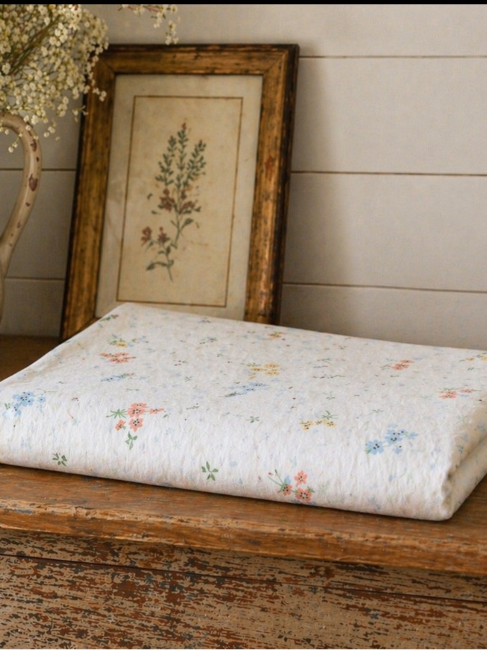Vintage 80’s JC Penney Floral Flat Sheet. Sz-Full. Muslin | Permanent Press